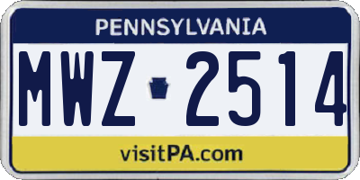 PA license plate MWZ2514