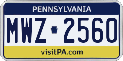 PA license plate MWZ2560