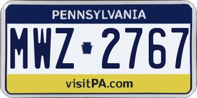 PA license plate MWZ2767