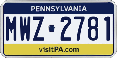 PA license plate MWZ2781
