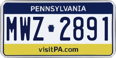 PA license plate MWZ2891