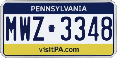 PA license plate MWZ3348