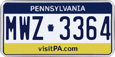 PA license plate MWZ3364