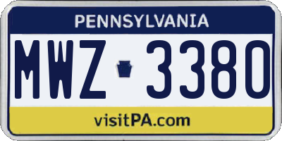 PA license plate MWZ3380