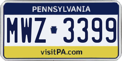 PA license plate MWZ3399