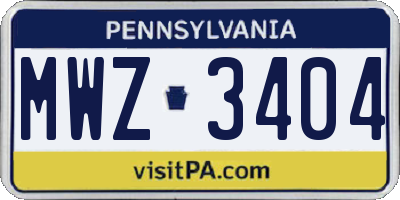 PA license plate MWZ3404