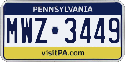 PA license plate MWZ3449