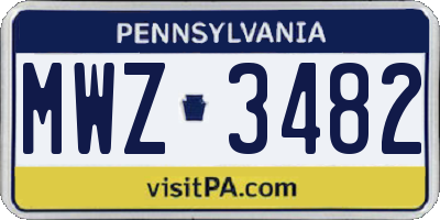 PA license plate MWZ3482