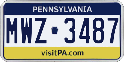 PA license plate MWZ3487