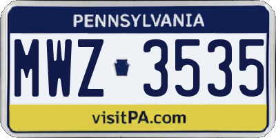 PA license plate MWZ3535
