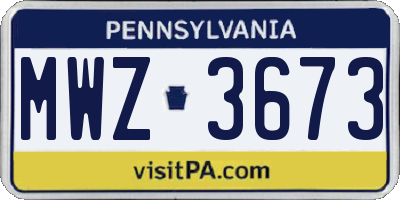 PA license plate MWZ3673