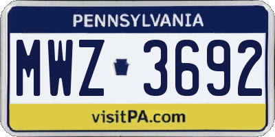 PA license plate MWZ3692
