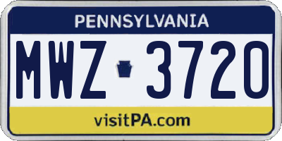PA license plate MWZ3720
