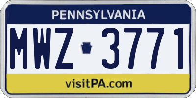 PA license plate MWZ3771