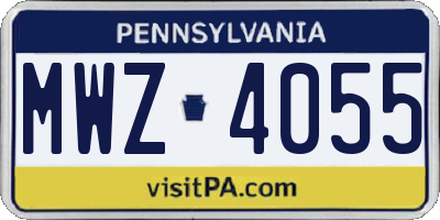 PA license plate MWZ4055