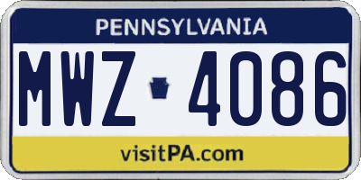 PA license plate MWZ4086