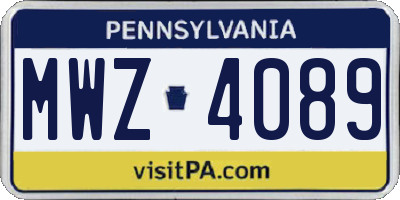 PA license plate MWZ4089