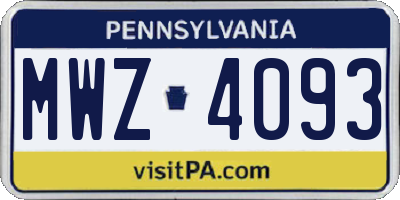 PA license plate MWZ4093