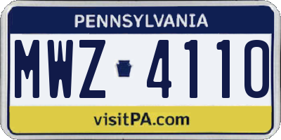 PA license plate MWZ4110