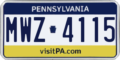 PA license plate MWZ4115