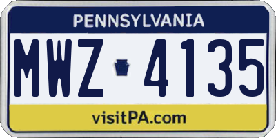 PA license plate MWZ4135
