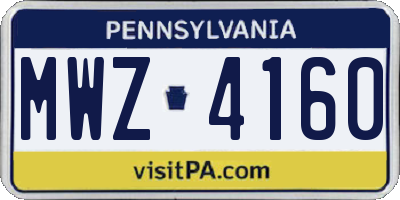 PA license plate MWZ4160