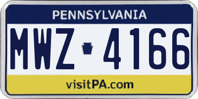 PA license plate MWZ4166