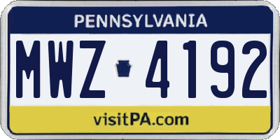PA license plate MWZ4192