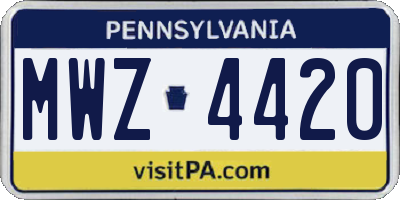 PA license plate MWZ4420
