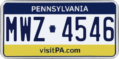 PA license plate MWZ4546