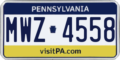 PA license plate MWZ4558