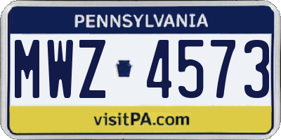 PA license plate MWZ4573