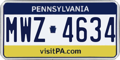 PA license plate MWZ4634