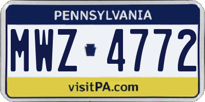 PA license plate MWZ4772