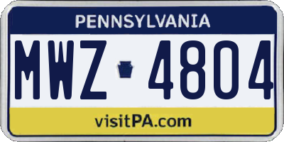 PA license plate MWZ4804