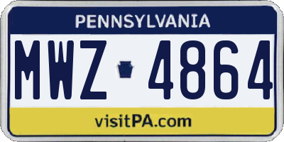 PA license plate MWZ4864