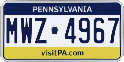 PA license plate MWZ4967