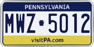 PA license plate MWZ5012
