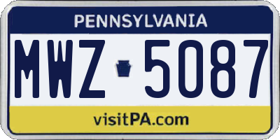 PA license plate MWZ5087