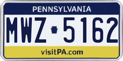 PA license plate MWZ5162