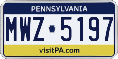 PA license plate MWZ5197