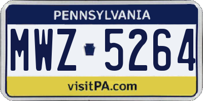 PA license plate MWZ5264