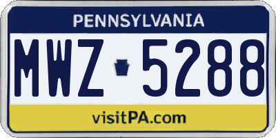 PA license plate MWZ5288