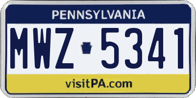 PA license plate MWZ5341