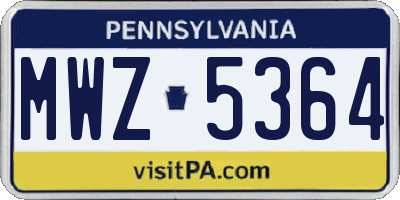 PA license plate MWZ5364