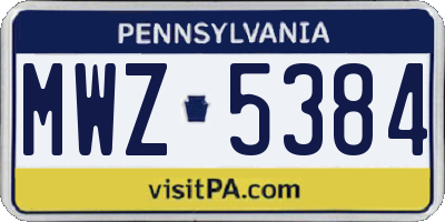 PA license plate MWZ5384