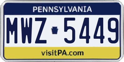 PA license plate MWZ5449