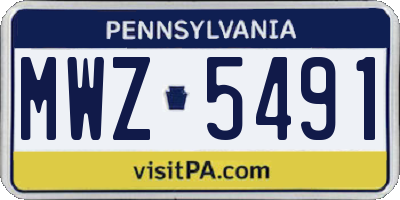 PA license plate MWZ5491