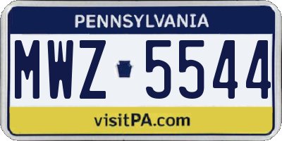 PA license plate MWZ5544