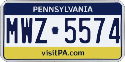 PA license plate MWZ5574